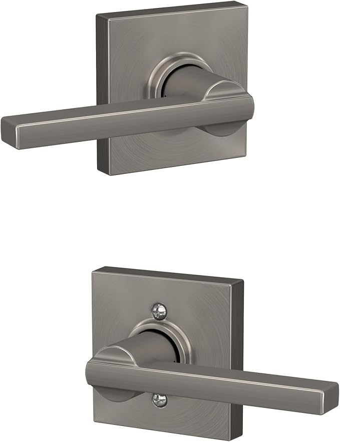 Schlage F10 LAT 619 COL Latitude Door Lever with Collins Trim, Hall & Closet Passage Lock, Satin Nickel