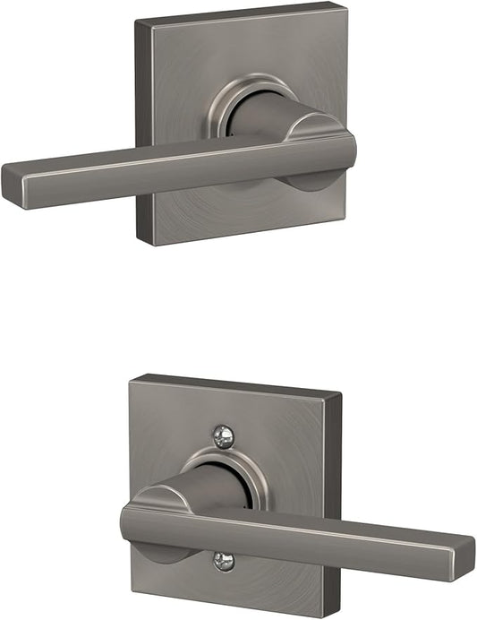 Schlage F10 LAT 619 COL Latitude Door Lever with Collins Trim, Hall & Closet Passage Lock, Satin Nickel