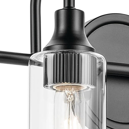 Kichler Kavi 31.5" 4-Light Vanity Light with Clear Glass in Black, Damp Rated, for Bathroom, Powder Room, Over a Mirror, (31.5" W x 10" H), 55212BK