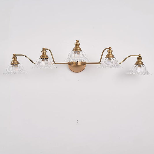 Vintage Brass 5 Light Vanity Light Bathroom Light