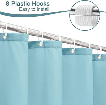 AooHome Stall Size 48x72 inch Shower Liner, Fabric Solid Color Bathroom Curtain with Hooks, Weighted Hem, Water Repellent, Blue