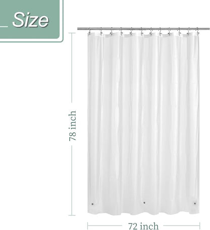 Mrs Awesome 72x78 Long Shower Curtain Liner Frost | 3 Bottom Magnets,12 Rustproof Grommets,Water Proof Lightweight PEVA,72W x 78H for Bathroom Long Size