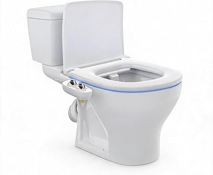 Bidet Attachment for Toilet, Non Electric, Dual Self-Cleaning Nozzles for Front and Rear Wash, Adjustable Cold Water Pressure, Easy Installation, EB012 Double Hand Wheel, White