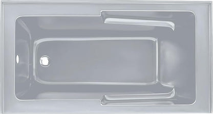 Voltaire 60" x 32" Left-Hand Drain Alcove Bathtub with Apron and Armrest in Matte Gray