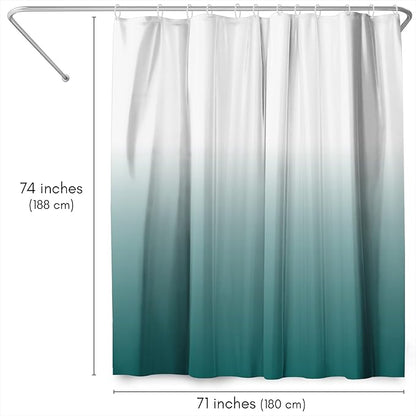 Americanflat 71x74 Teal Ombre Shower Curtain - Water-Resistant Long Shower Curtain with Durable Grommets and 12 Hooks - 100% Polyester