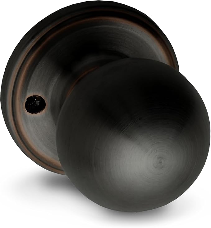 Copper Creek Dummy Interior Door Knob – ANSI Grade-3 Certified, Modern Heavy Duty Handle, Easy Install and Reversible for French Doors & Closets, Non Turning – Tuscan Bronze (1 Pack)