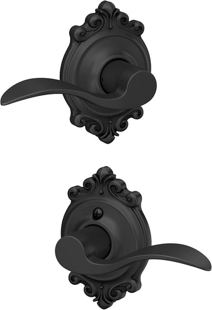 SCHLAGE Trim with SCHLAGE Hall and Closet Lever, Matte Black (F10 ACC 622 BRK)