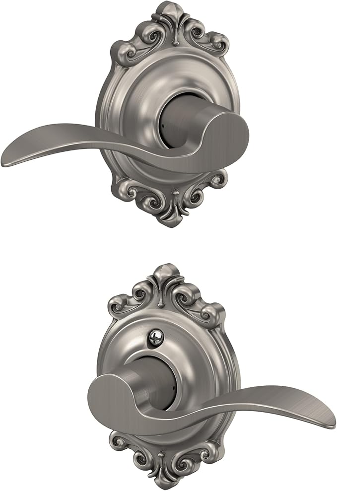 SCHLAGE Trim with SCHLAGE Hall and Closet Lever, Satin Nickel (F10 ACC 619 BRK)