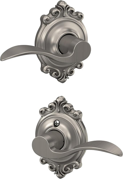 SCHLAGE Trim with SCHLAGE Hall and Closet Lever, Satin Nickel (F10 ACC 619 BRK)