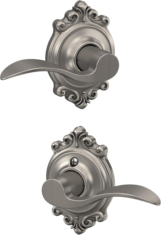 SCHLAGE Trim with SCHLAGE Hall and Closet Lever, Satin Nickel (F10 ACC 619 BRK)