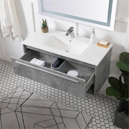 40 Inch Single Bathroom Floating Vanity in Concrete Grey