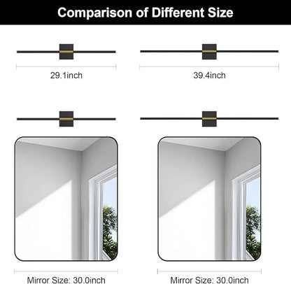 Battery Operated Wall Sconce Set of Two with Remote Control, 3000K-6000K Dimmable Black Gold Wall Lights, Timable LED Wireless Wall Sconces, 350° Ratate for Bathroom, Living Room, 39.4 Inch
