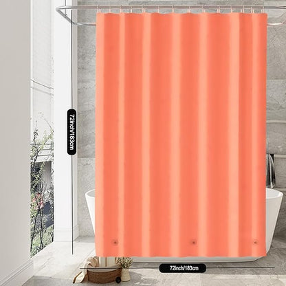 Orange Shower Curtain Liner, 4G PEVA Shower Liner, Plastic Peva Waterproof Shower Curtains, 72x72 inch with Grommet Holes 3 Magnetic Weights