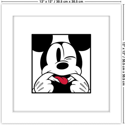 Trends International Gallery Pops Disney Mickey Mouse - Mickey Expressions - Funny Face Wall Art Wall Poster, 12" x 12", White Framed Version