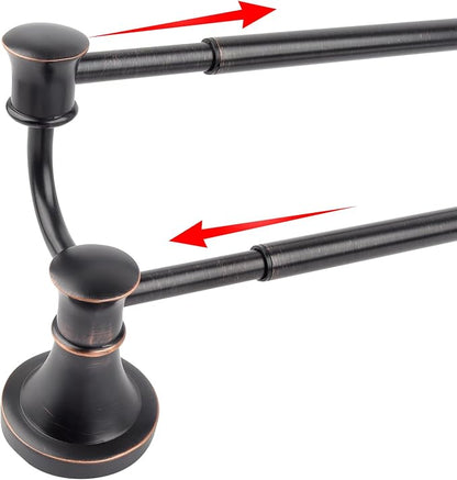 Double Towel Bar, Adjustable 14.96 to 26.57 inches Towel Holder Oil Rubbed Bronze Towel Rack Rustic Towel Hanger Bathroom Wall Mounted
