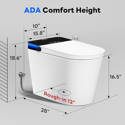 Casta Diva Smart Toilet with Bidet Built in, Auto Open Close, Foot Sensor, 1000 MaP Auto Flushing, ADA Comfort Height, Artistic Lighting, Smart Heated Seat, Foam Dispenser, Tank Built in (CD-U010Pro)