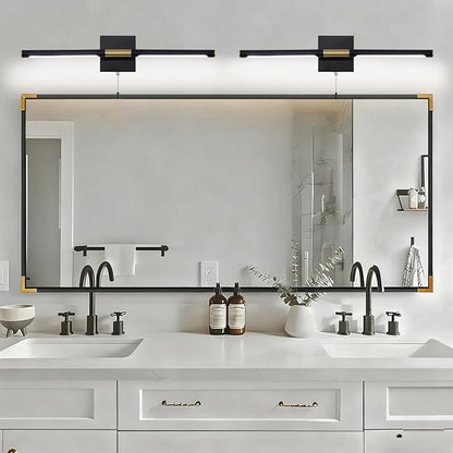 Black Gold Bathroom Vanity Light 24 Inch, Modern LED Vanity Light Bar Over Mirror, 4000K 360° Rotatable Picture Lights, Wall Lighting Fixtures for Bathroom, Paintings