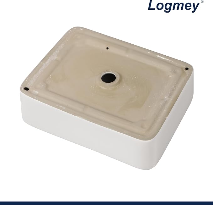 Logmey 19 Inch White Bathroom Vessel Sink 19x15 Inch Large Rectangle Vessel Sink for Bathroom Porcelain Ceramic Modern Countertop Above Counter Bathroom Vanity Sink Art Basin