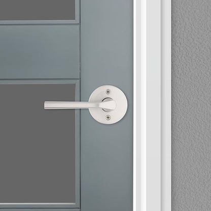 Kwikset Lisbon Dummy Door Handle, Round Single Sided Lever for Closets, French Double Doors, and Pantry, Satin Nickel Non-Turning Reversible Interior Push/Pull Lever, with Microban Protection