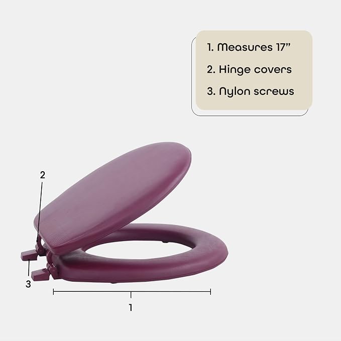 Soft Standard Vinyl Toilet Seat, Burgundy, 17 in | Toilet-Seat Construction: Contoured Seat Profile and Durable Finish Create a Polished Fixture Update.