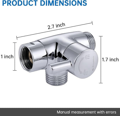 G-Promise Solid Metal 3-Way Shower Diverter Valve (Chrome) | Smooth Knob Switch, Spray Separately or Both, Anti-Leak, Easy to Install, Standard Connections, Universal Replacement Part