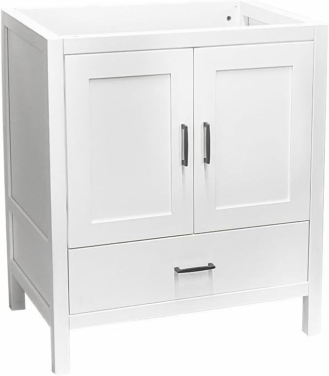 36" White Bathroom Vanity Base Only – Freestanding Solid Wood Sink Cabinet with Bottom Drawer, Shaker Style Storage, No Top or Sink, 36" W x 21" D x 34.5" H