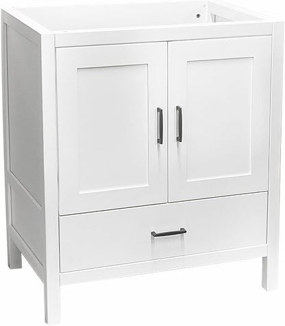 36" White Bathroom Vanity Base Only – Freestanding Solid Wood Sink Cabinet with Bottom Drawer, Shaker Style Storage, No Top or Sink, 36" W x 21" D x 34.5" H