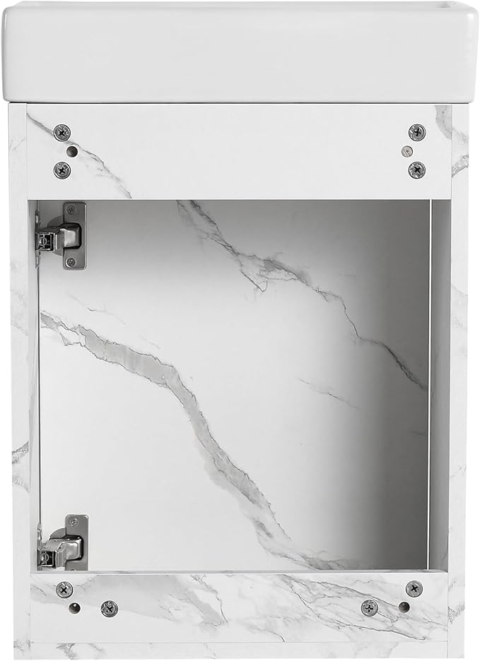 16" Floating Bathroom Vanity with Sink, Modern Wall-Mounted Cabinet Set for Small Spaces