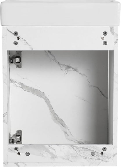 16" Floating Bathroom Vanity with Sink, Modern Wall-Mounted Cabinet Set for Small Spaces