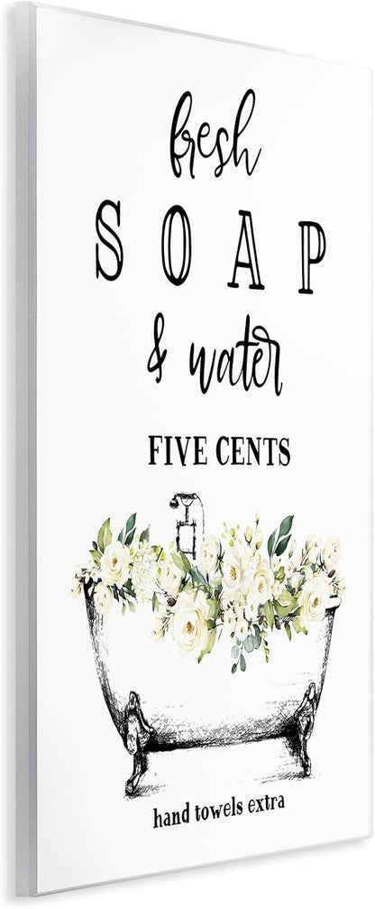 Stupell Industries Fresh Soap And Water Bath Tub Bathroom Design Wall Plaque Art Design By Artist Lettered and Lined 10 x 15 | Stupell Industries | 10 x 15 Inches, Easy to Hang and Sturdy, Made in USA, by Lettered and Lined