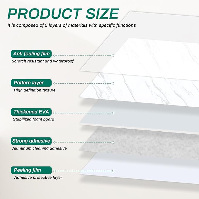 12pcs White Marble Peel and Stick Tiles 23.6"x11.8" Waterproof Heat Resistant Self Adhesive Removable PVC Wall Panels for Kitchen Backsplash, Bathroom, Laundry Room (Not Real Tile, Not for Floor)