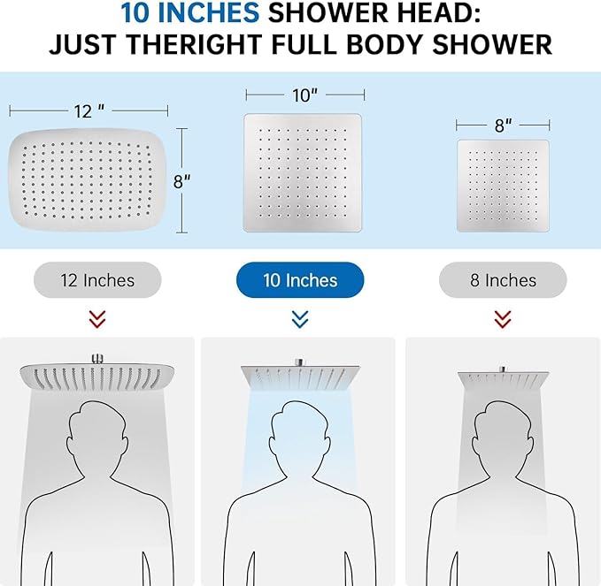 G-Promise All Metal 10" Dual Square Shower Head Combo | Rain Shower Head | Handheld Shower Wand | Adjustable | 3-Way Diverter | 71" Extra Long Hose - A Bathroom Upgrade(Brushed Nickel) | Built to Last, Easy Install, Adjustable Height & Angle for All He...