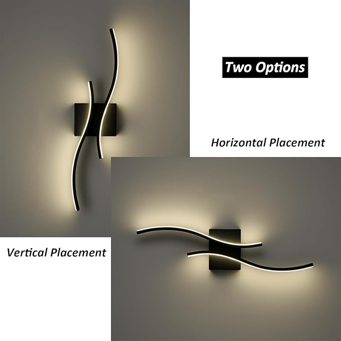 Modern LED Wall Sconce, Minimalist Industrial Black, 24" | Hardwire Installation, Indoor Wall Light, Minimalist Style, For Small Space Bathroom Hallway Staircase Entryway