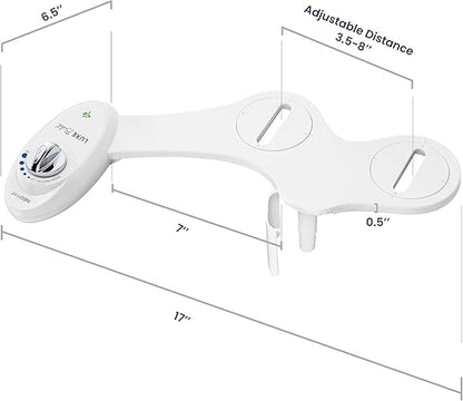 LUXE Bidet NEO 110 - Single Nozzle, Non-Electric Bidet Attachment for Toilet Seat, Adjustable Water Pressure, Rear Wash (White)