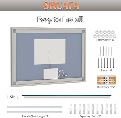 LED Mirror for Bathroom, 57x36 Inch Backlit + Front Lighted Bathroom Vanity Mirror with Lights for Wall, Double Light Strips, 3 Colors, Shatter-Proof, Anti-Fog and Brightness Memory