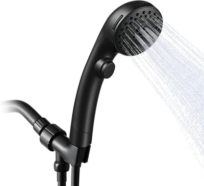 OFFO Shower Head with Handheld, 5 Mode Handheld Shower Head with On Off Switch for Water Saving, High Flow Powerful Boosting Showerheads with 60" PVC Hose & Holder, Matte Black