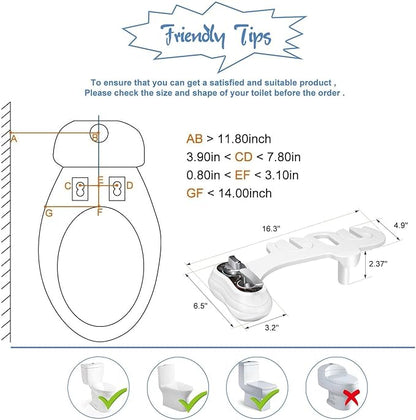 APURE BIDET A121 - Hot and Cold Water Bidet Attachment for Toilet Seat - Dual nozzle - Rear and Feminine Wash- Selfcleaning- Adjustable Water Pressure Non-Electric Bidet Toilet Seat Attachment