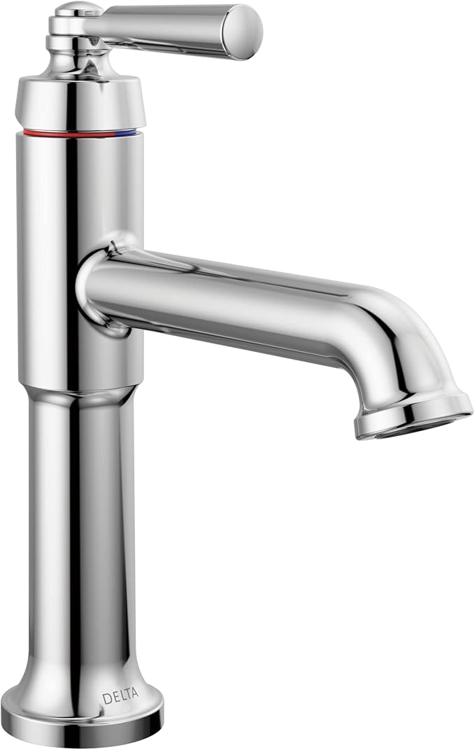 Delta Faucet Saylor Single Hole Bathroom Faucet, Single Handle Bathroom Faucet Chrome, Bathroom Sink Faucet, Diamond Seal Technology, Drain Assembly, Chrome 536-MPU-DST