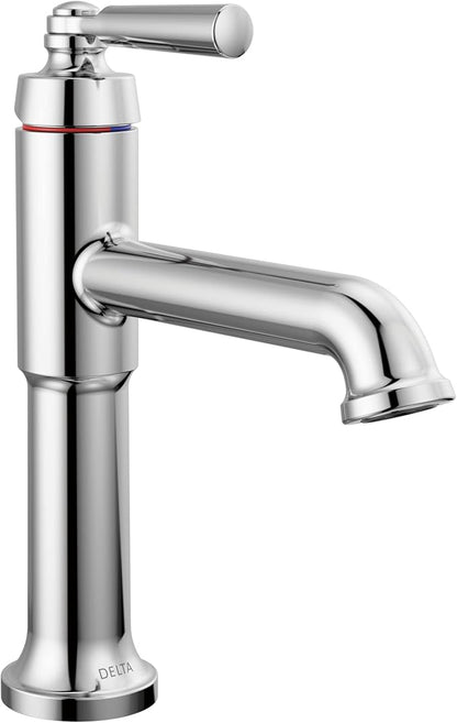 Delta Faucet Saylor Single Hole Bathroom Faucet, Single Handle Bathroom Faucet Chrome, Bathroom Sink Faucet, Diamond Seal Technology, Drain Assembly, Chrome 536-MPU-DST