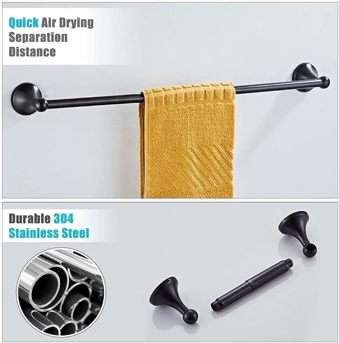 8 Piece Bathroom Accessory Set(Adjustable Towel Bar, Towel Ring, Toilet Paper Holder,Towel Robe Hook), Wall Mounted Bathroom Hardware Accessories Set,Oil Rubbed Bronze