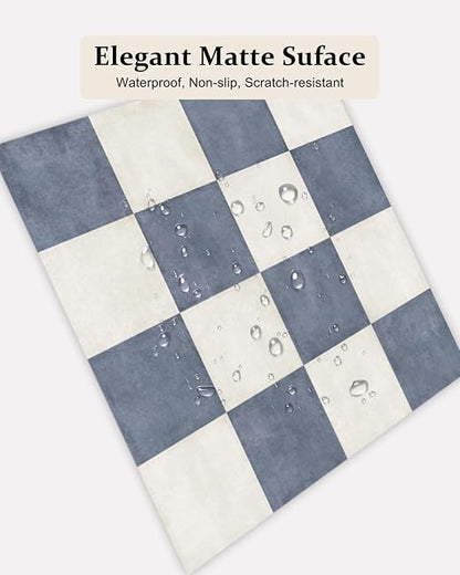 Peel and Stick Floor Tile, Checkered Vinyl Flooring Waterproof, Snap-Proof DIY Flooring Tiles for Bathroom, Kitchen, Fireplace, Wall, Backsplash, No Residue, 20 Tiles-7.87" Thin Version, Blue