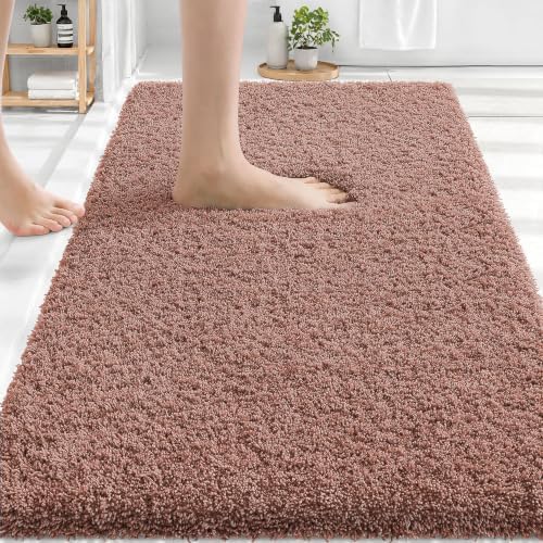 OLANLY Microfiber Bathroom Rugs 30x20, Ultra Soft Absorbent Bath Mat, Mocha