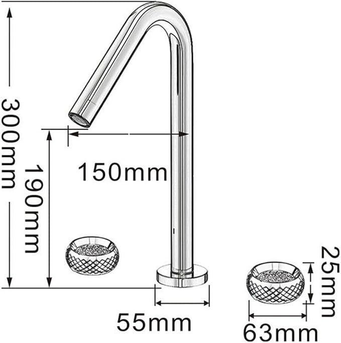 3 Hole Basin Mixer Faucet Brass 3 Hole Bathroom Faucets Double Handle-Chrome Plated