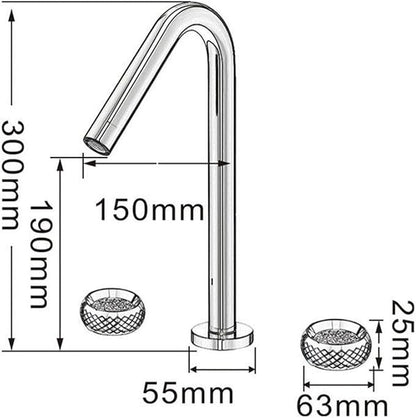 3 Hole Basin Mixer Faucet Brass 3 Hole Bathroom Faucets Double Handle-Grey