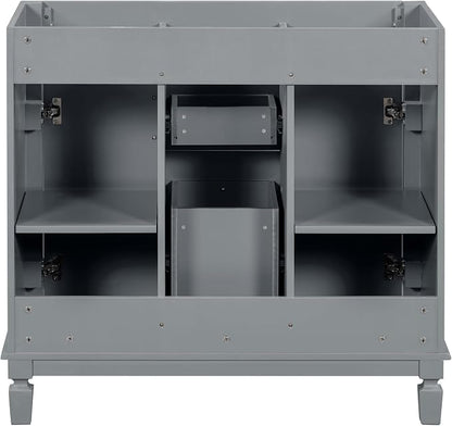 36" Bathroom Vanity Without Top Sink,Modern Freestanding Bath Storage Cabinet with 2 Soft-Close Doors and 2 Drawers,Solid Wood Vanity Only,Water Resistant,Easy to Assemble,Grey