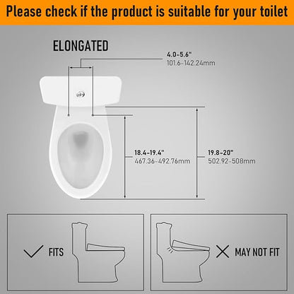 iliD Heated Toilet Seat, Elongated Seat, Three Levels of 90°F, 95°F,100°F, 3D Curved, Lid and Seat Soft Close, Light-sensitive Night Light, IPX4