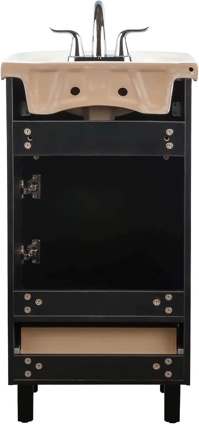 Petite 18 Inch Bathroom Vanity with Sink, Small Freestanding Bathroom Cabinet, Space-Saving Vanity Sink Combo Design, Dual Storage, Satin Black