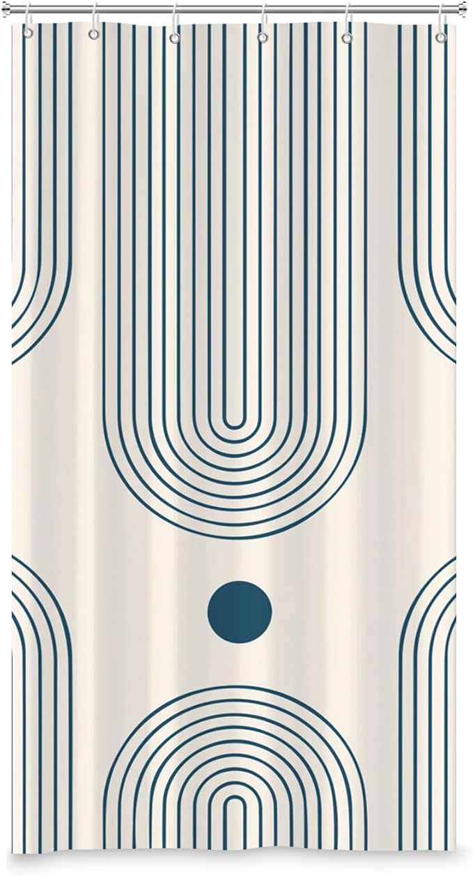 Mid Century Modern Shower Curtain Abstract Minimalist Arch Sun Lines Geometric Aesthetic Bath Curtain Boho Bathtub Decorations Waterproof Fabric Bathroom Curtain with Hooks 36x72 inch