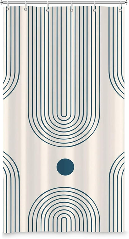 Mid Century Modern Shower Curtain Abstract Minimalist Arch Sun Lines Geometric Aesthetic Bath Curtain Boho Bathtub Decorations Waterproof Fabric Bathroom Curtain with Hooks 36x72 inch