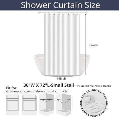 Nautical Coastal Shower Curtain, Blue Ocean Beach Seashell Starfish Themed Bathroom Curtain Waterproof Fabric Machine Washable with Hooks, 36" Wx72 L